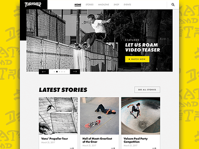 Thrasher | Website Concept concept interface landing page minimal skate skateboard skateboarding sports ui web web design website