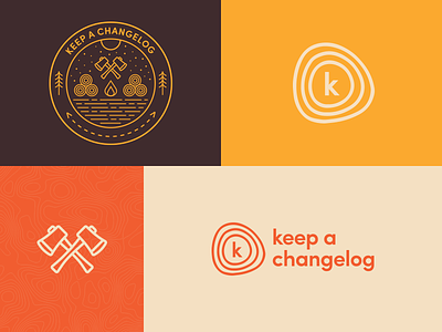 Keep A Changelog | Brand Elements badge brand branding camping code color icon identity logo outdoors pattern typography