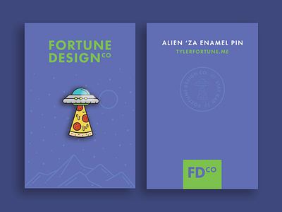 Alien 'Za Enamel Pin | Backer Cards alien colorful enamel pin illustration packaging pin pizza product sci fi simple super team deluxe ufo