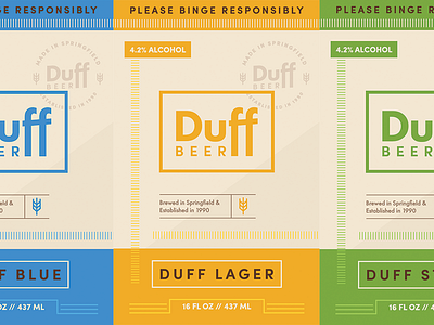 Cartoon Rebrand | Duff Beer Cans badge beer brand branding brewery can cartoon duff beer logo simpsons type typography