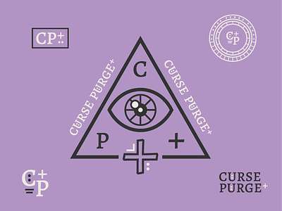 Cartoon Rebrand | Curse Purge Plus badge brand branding cartoon color curse logo monogram occult rick and morty type typography