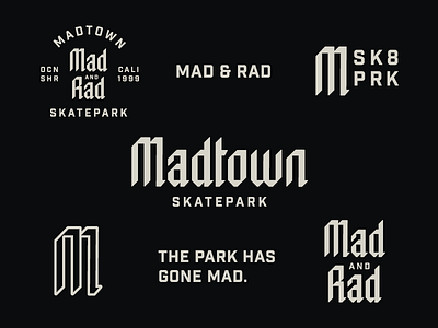 Cartoon Rebrand | Madtown Brand Assets badge blackletter brand branding cartoon color logo rocket power skateboard skateboarding type typography
