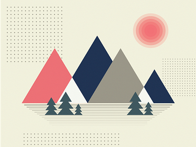 Abstract Mountains color geometric illustration illustrator minimal mountains nature outdoors pattern shapes simple tree