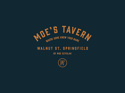 Cartoon Rebrand | Moe's Tavern Badge bar brand branding cartoon cocktail color logo monogram rebrand the simpsons type typography