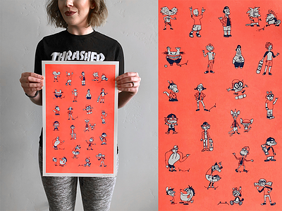 Cartoon Skate Punks | Risograph Print
