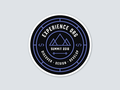 Experience Summit 2018 | Sticker Badge badge brand branding code geometric logo mountains shapes tech technology type typography
