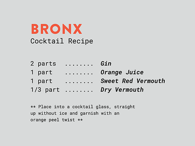 Spirits & Type | The Bronx alcohol bronx cocktail colors font layout sans serif serif spirits and type type typeface typography