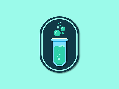 Tribe Illustrations | Mixologists badge beaker experiment flat illustration illustrator lab liquid mixologist pluralsight science simple