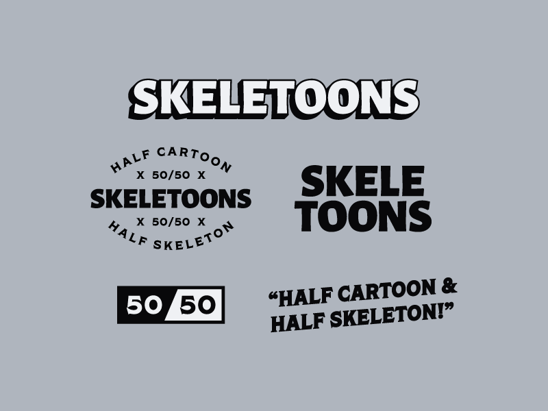 Skeletoons | Brand Assets disney cartoon badge wordmark logo branding brand skeleton retro 30s typography type