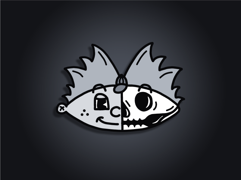 Skeletoons | Arnold cartoon illustration simple avatar disney 30s retro black white nickelodeon hey arnold skull skeleton