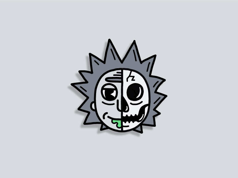 Skeletoons | Rick face disney avatar black white retro 30s simple illustration cartoon rick and morty skeleton skull