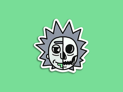Skeletoon | Rick Sticker 30s avatar cartoon disney illustration retro rick and morty rick sanchez simple skeleton skull sticker
