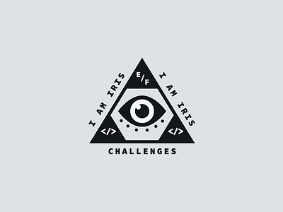 Challenges Brand | I am Iris badge brand branding code developer emblem eye logo occult technology type typography