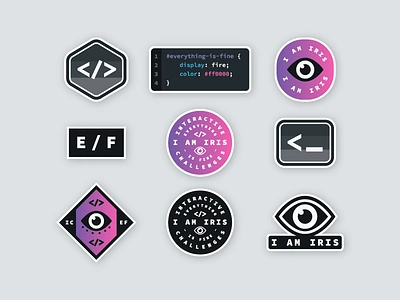 Challenges Brand | Sticker Sheet badge brand branding code coding developer gradient sticker tech technology type typography