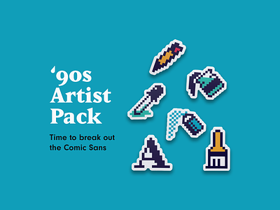 '90s Artist | Sticker Pack 90s artist design tools goods microsoft ms paint nineties pixel pixel art retro shop stickers