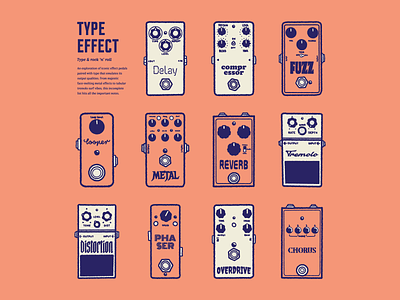 Type Effect | Pedal Layout colors distortion pedal drawing illustration layout music musician poster sketch type typography