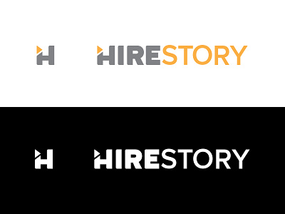 Hirestory Logo ( the dorito ) graphic design lettermark logo mm brand agency typography. wordmark