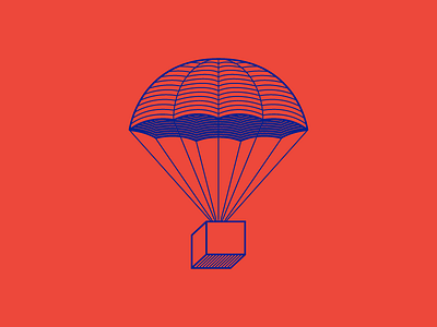 Supply Drop Inbound box crate drop hatch illustration lines parachute