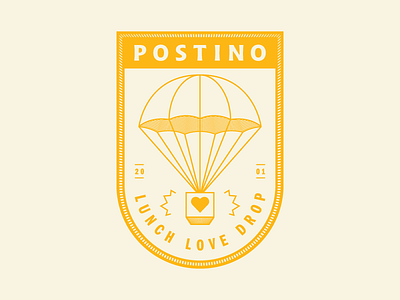 Sharing The Love & The Lunch badge drop halftone love lunch parachute postino