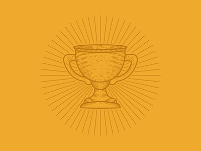 1st Place cross hatch cup gold hatching illustration mono line trophy