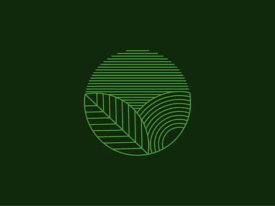 Green Lines badge circle green leaf line logo mono line thin vinyl