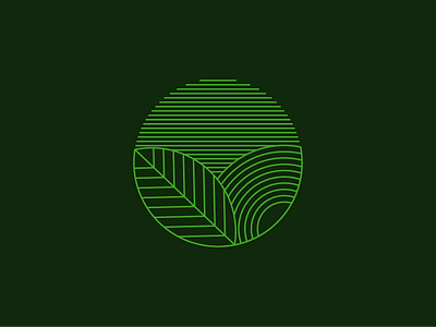 Green Lines badge circle green leaf line logo mono line thin vinyl