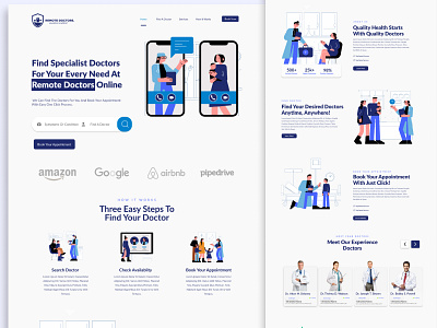 Remote Doctors | Medical Landing Page Design appointment booking website graphic design health care website medical landing page design medical website ui ui design uiux design website design