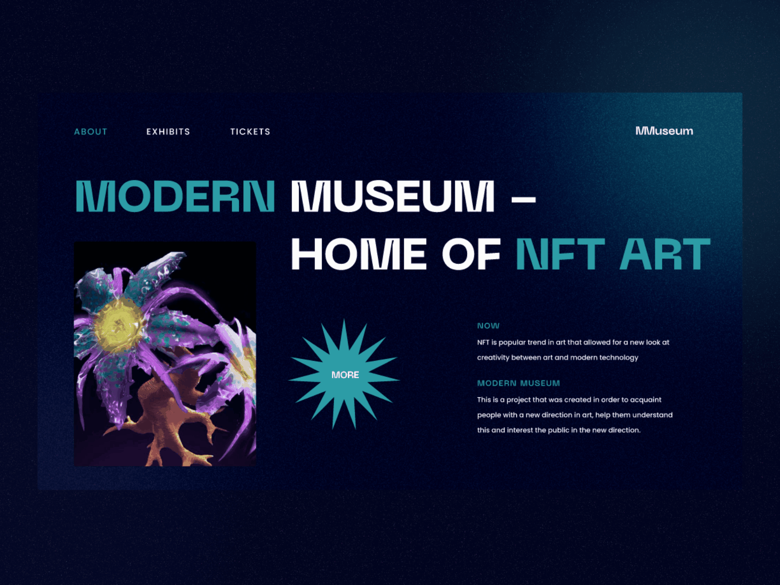 NFT Marketplace Concept animation art design flower flumberg landing nft noise typography ui ux web website