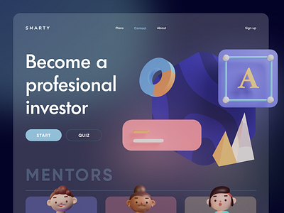 SMARTY - Investment Advisor Promo Page Concept 3d branding design finance fintech flumberg illustration landing logo ui ux web website