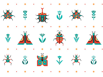 Geometric Insects Pattern geometric illustration insects pattern pattern design repeat surfacepattern vector