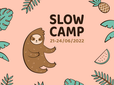 SLOWCAMP branding character illustration sloth vector