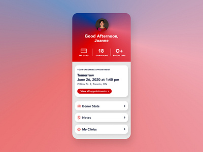 User profile redesign blood donation dailyui profile redesign user profile