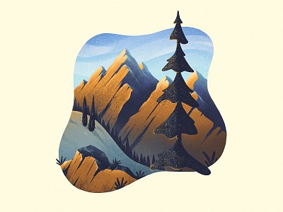 Mountain Scene hand drawn illustration landscape mountain mountains pine procreate rocks texture trees