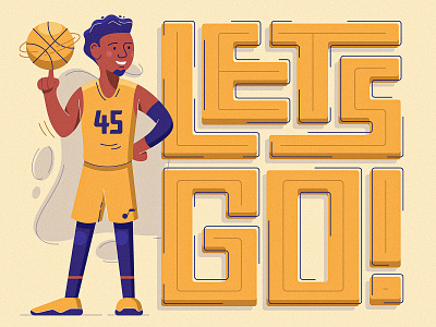 Let's Go athlete basketball donovan mitchell illustration jazz man nba sports utah