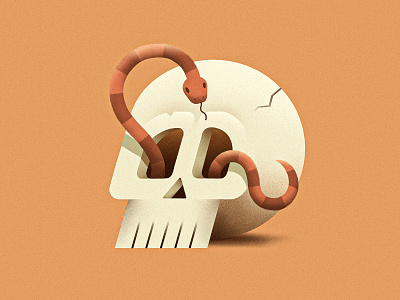 Skull and Snake creepy halloween illustration ipad pro procreate skeleton skull snake spooky texture