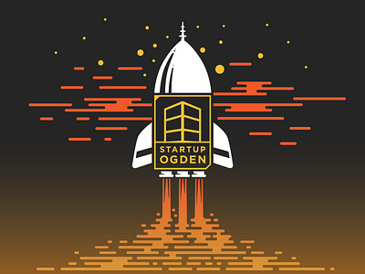 Startup Ogden Liftoff illustration rocket space t shirt
