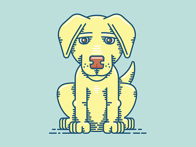 Petals dog illustration lab line art mono weight puppy yellow lab
