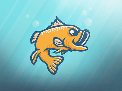 Fish bass fish illustration logo ocean water yellow