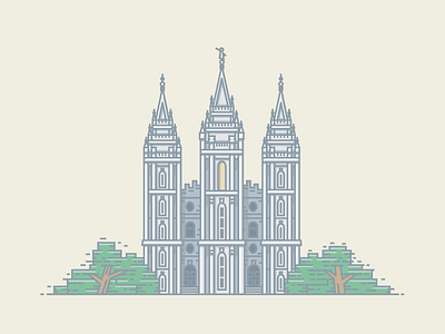 Salt Lake Temple - Color illustration line line art monoweight salt lake temple slc temple utah