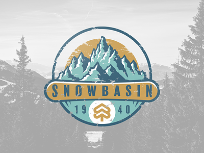 Snowbasin - weathered distressed logo mountains ogden skiing snowboarding utah weathered