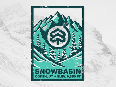 Snowbasin - weathered 2 distressed illustration logo mountains ogden snow snowbasin utah weathered