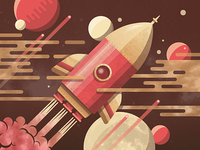 Rocket illustration planets red rocket space texture