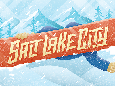 Salt Lake City Snowboarding cold lettering mountains salt lake city snow snowboarding typography utah winter