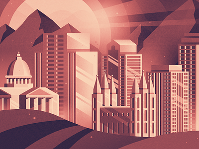 SLC Illustration buildings city cityscape gradient illustration landscape salt lake city slc utah