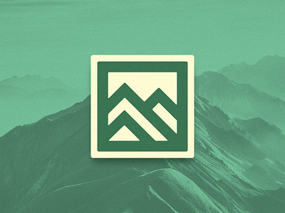 Brave the Mountain badge brand branding green logo mountain outdoors patch sticker wilderness