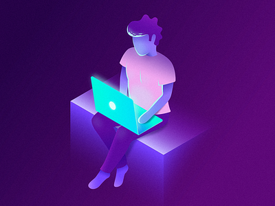 User computer customer gradient illustration isometric laptop light tech technology user