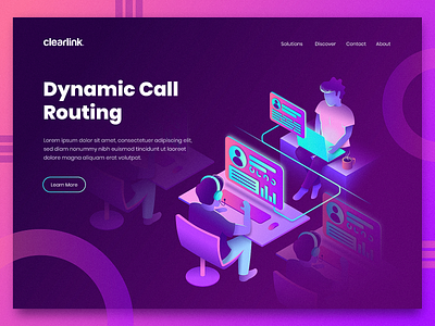 Call Routing Landing Page future gradient illustration isometric landing page tech technology ui web