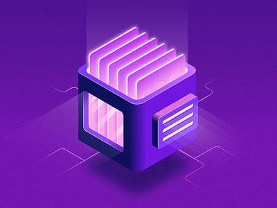 Isometric Server computer glow gradient illustration isometric purple server tech technology violet