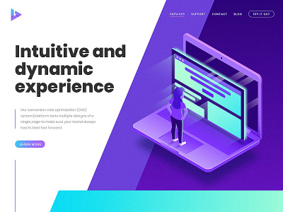 Intuitive Experience - Landing computer design illustration isometric landing landing page laptop layout ui user experience ux