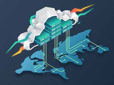 Isometric Poly Cloud cloud computer data gradient illustration isometric map poly server tech technology